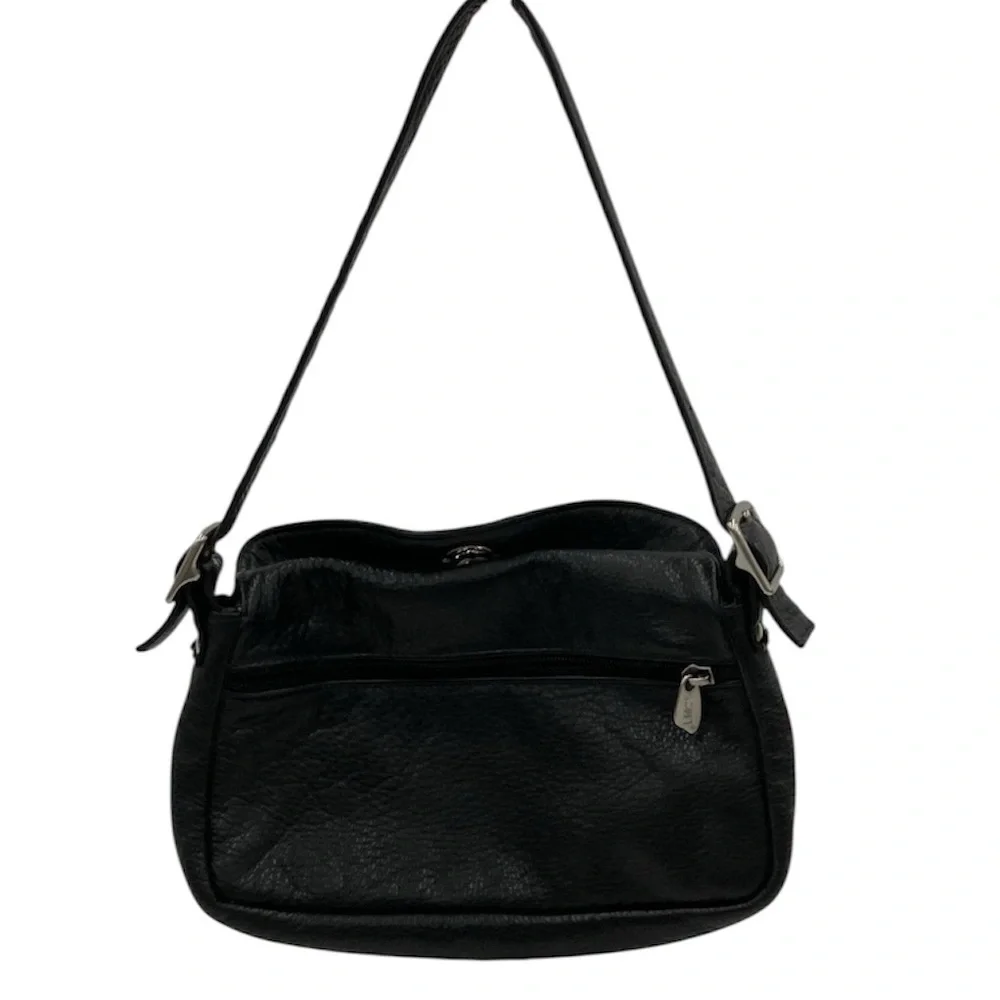 Libaire Limited Edition 2006 Y2K Black Leather Shoulder Bag Silver Accents